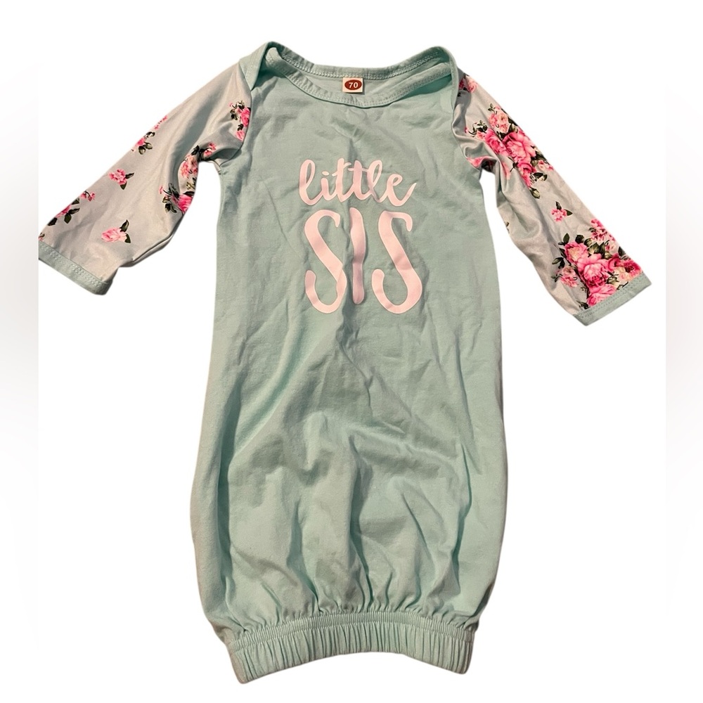 Little Sis Newborn Sleeper Gown Turquoise‎ NWOT